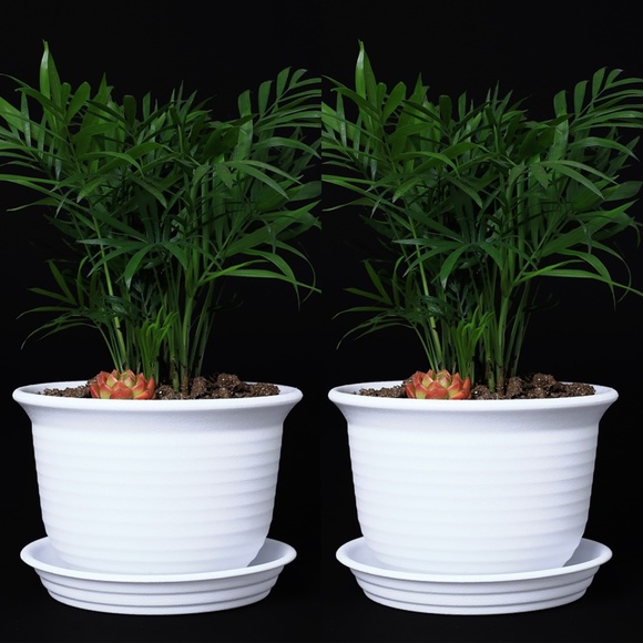 White 6” Plastic Round Drainage Plant Pot Saucer Tray - SET OF 2 - Picture 1 of 9